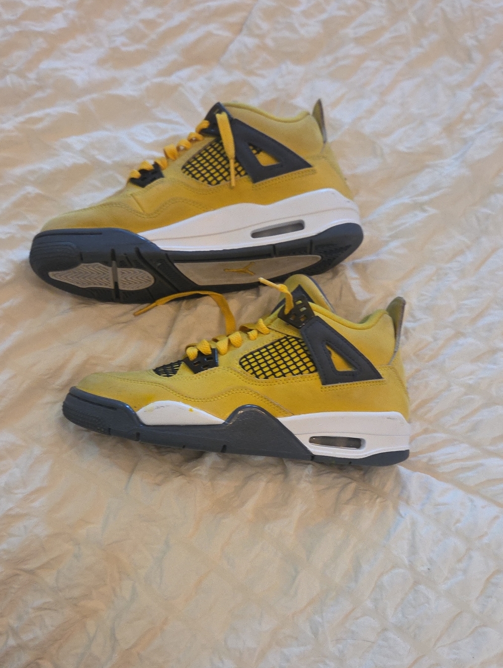 Nike Youth Yellow and Black Air Jordan 4 Retro (GS) Basketball Sneakers